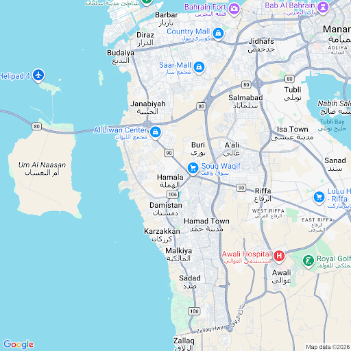 Map of Hamad Town and Al Hamala, Bahrain